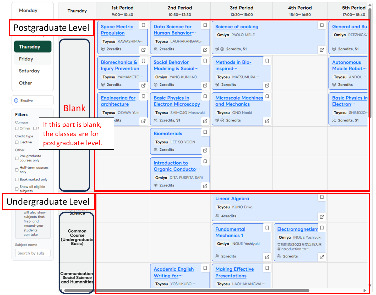 Timetable